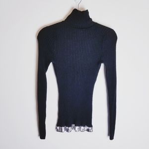 Express black rib knit turtleneck sweater small